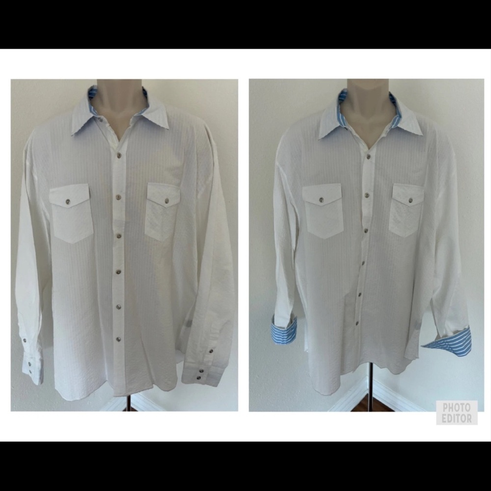 Arnold Zimberg Mens Casual Shirt White Button Down Long Sleeve Pockets Sz XXL